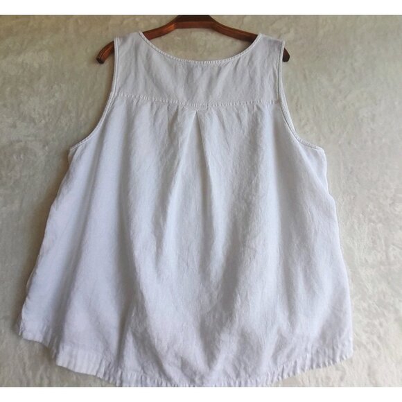 Habitat Size XL Linen Blend Coquette Minimalist Vacation Summer Blouse White - Picture 2 of 7